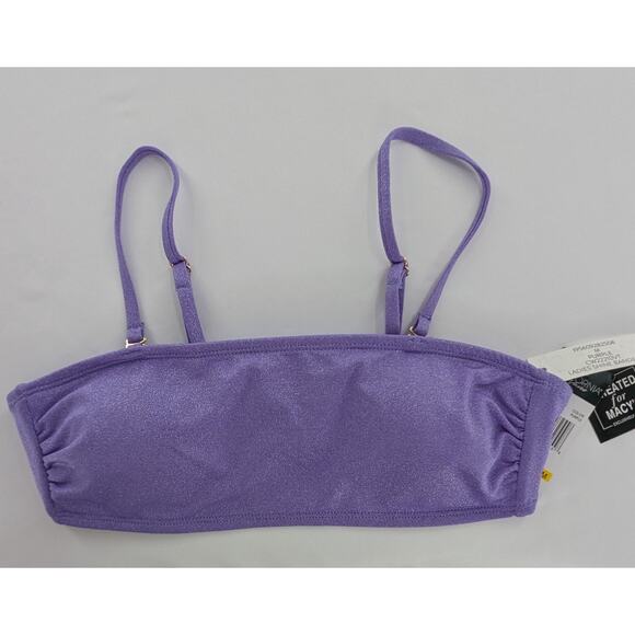 Juniors Purple Metallic Bikini Bandeau Top Convertible - Picture 5 of 10